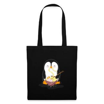 Penguin eats ramen noodle soup - Tote Bag - black - Front