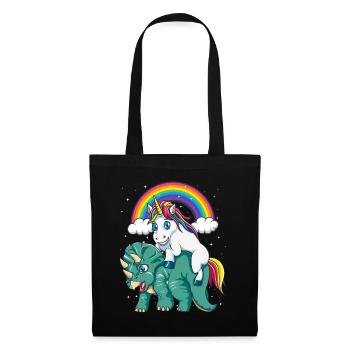 Dinosaure Licorne Tricératops Cadeau Magique - Sac en tissu - noir - Devant