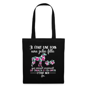 Chevaux Fille Chien Cheval Humour Cadeau - Sac en tissu - noir - Devant