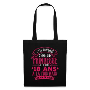 Cadeau Anniversaire Fille 18 ans - Sac en tissu - noir - Devant