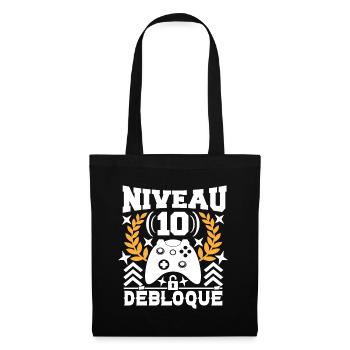 Niveau 10 - Anniversaire 10 ans Gamer Cadeau - Sac en tissu - noir - Devant