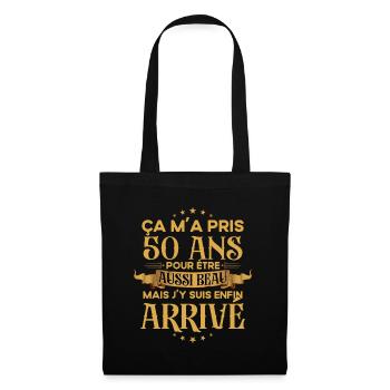 50 ans pour être aussi beau - Cadeau Anniversaire - Sac en tissu - noir - Devant