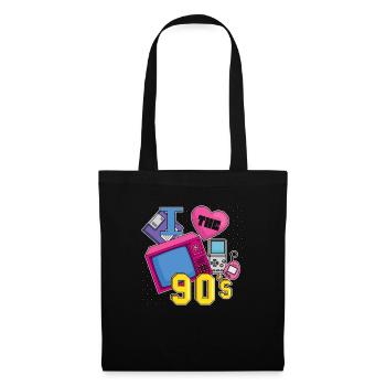 Retro 90s Ära Vintage Neunziger 90er - Stoffbeutel - Schwarz - Vorne