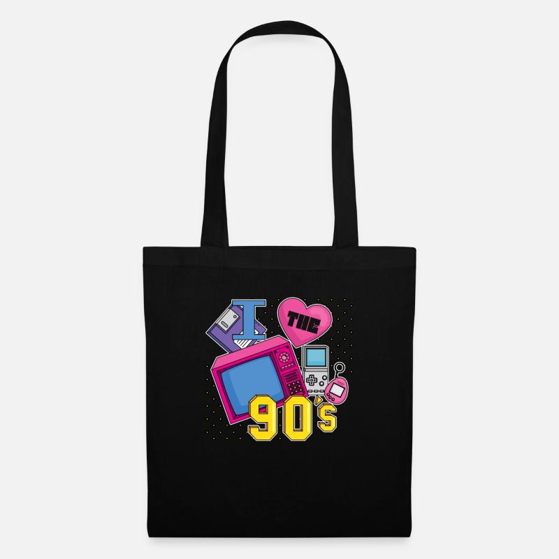 Retro 90s Ära Vintage Neunziger 90er - Stoffbeutel - Schwarz