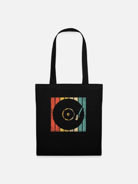 Retro Vinyl Schallplatte Plattensammler - Stoffbeutel - Schwarz