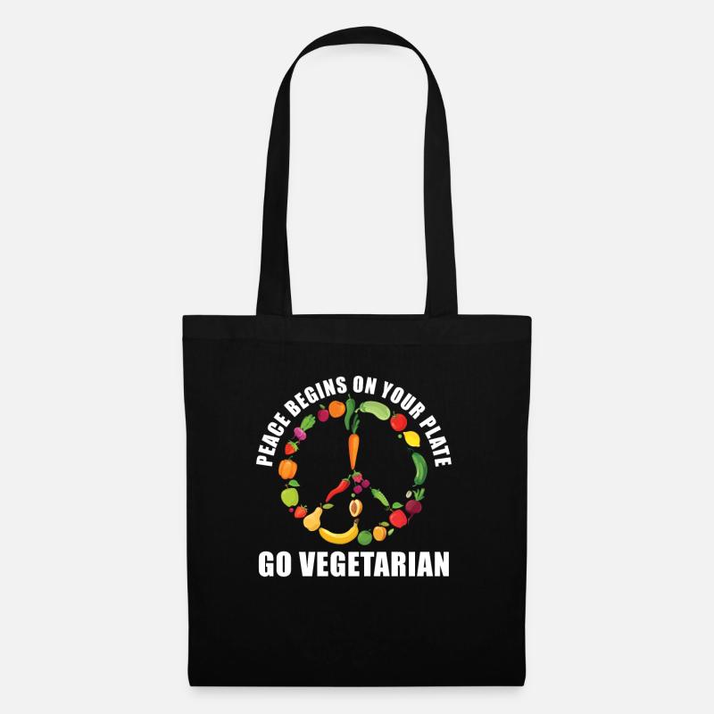 Veggie Gemüse Vegetarisch Vegetarier - Stoffbeutel - Schwarz