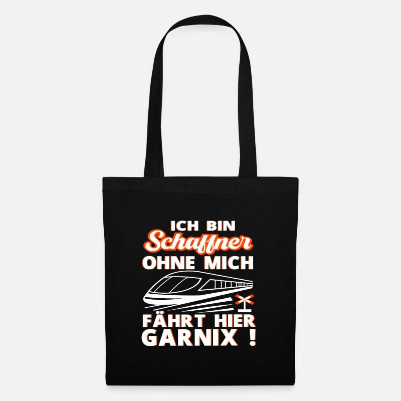 Schaffner Schaffnerin Bahn Beruf Arbeit Geschenk - Stoffbeutel - Schwarz
