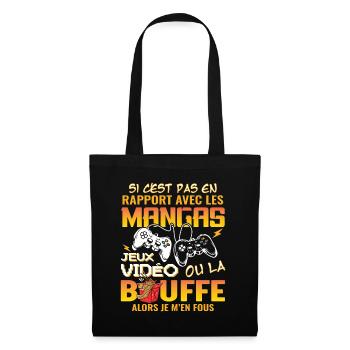 Cadeau Ado Geek Garçon Otaku Manga Et Jeux Vidéo - Sac en tissu - noir - Devant