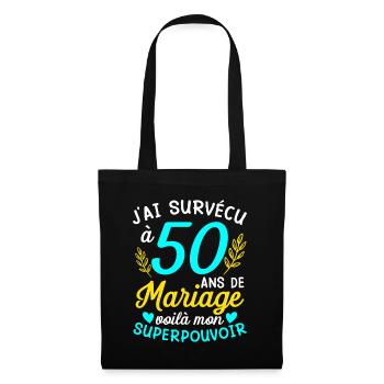 50e Anniversaire De Mariage Humour Cadeau - Sac en tissu - noir - Devant