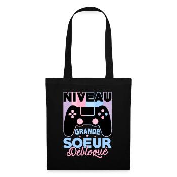 Future Grand Soeur Gamer Annonce Grossesse Geek - Sac en tissu - noir - Devant