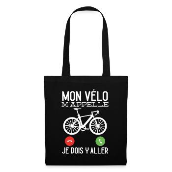 Mon Vélo M'appelle Cadeau Cycliste Humour - Sac en tissu - noir - Devant