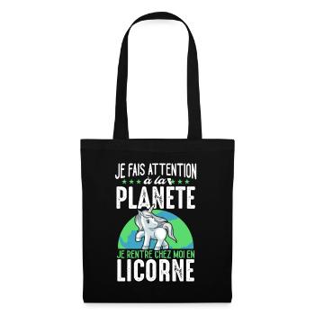 Je Rentre En Licorne Humour Environnement Écologie - Sac en tissu - noir - Devant