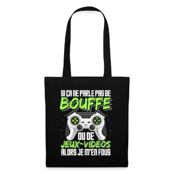 Jeux Vidéo Humour Bouffe Idée Cadeau Gamer Ado - Sac en tissu - noir - Devant