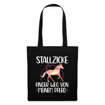 Stallzicke Reiterin Pferdemädchen Pferde Spruch - Stoffbeutel - Schwarz - Vorne