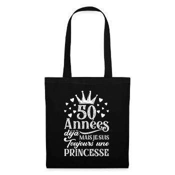 Princesse 50 ans Cadeau Anniversaire Pour Femme - Sac en tissu - noir - Devant