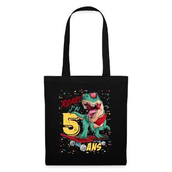 Roar J'ai 5 ans Cadeau D'anniversaire T Rex - Sac en tissu - noir - Devant