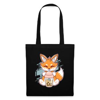Cute Fox Boba Fox Bubble Tea Kawaii Japan - Tote Bag - black - Front