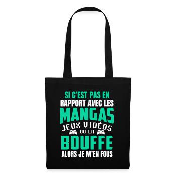 Cadeau Ado Geek Garçon Otaku Manga Et Jeux Vidéo - Sac en tissu - noir - Devant