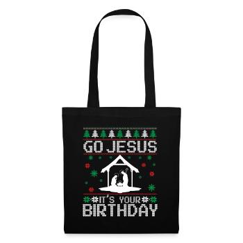Go Jesus Birthday Team Jesus Weihnachten Lustig - Stoffbeutel - Schwarz - Vorne