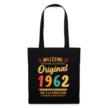 60 ans Millésime 1962 Original Cadeau - Sac en tissu - noir - Devant