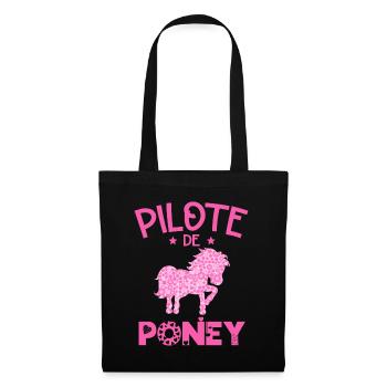 Pilote De Poney Humour Cadeau Équitation Cavalière - Sac en tissu - noir - Devant