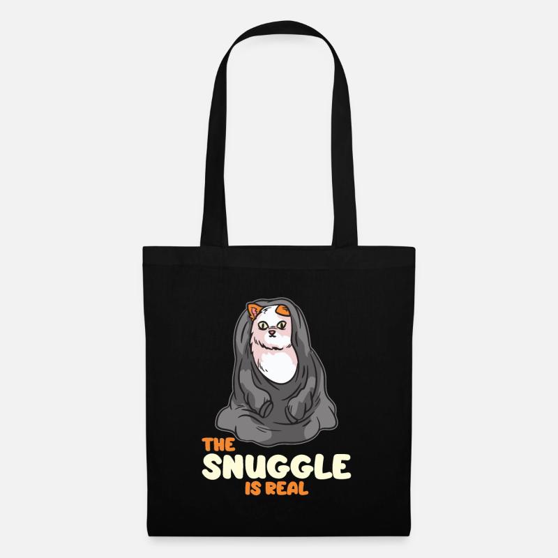 The Snuggle ist eine echte Katze in einer Decke - Stoffbeutel - Schwarz