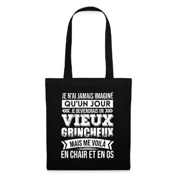 Grand Père Cadeau Humour Vieux Grincheux Papou - Sac en tissu - noir - Devant