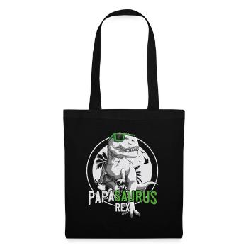 Papasaurus Papa Dinosaurier Vatertag Geschenk - Stoffbeutel - Schwarz - Vorne