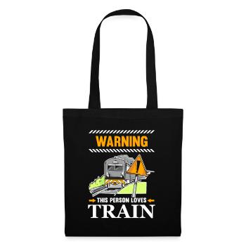 Avertissement Cette personne aime les trains locomotives à vapeur - Sac en tissu - noir - Devant