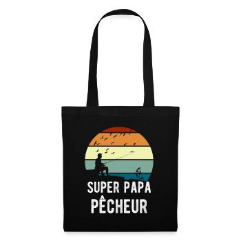 Super papa pêcheur cadeau pêcheur - Sac en tissu - noir - Devant