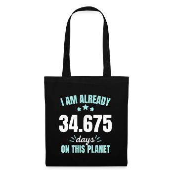 Déjà 34675 jours sur cette planète 95e anniversaire - Sac en tissu - noir - Devant