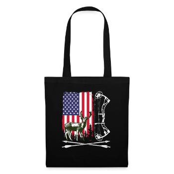 Bow Hunting American Hunter USA Flag Deer Hunt - Tote Bag - black - Front