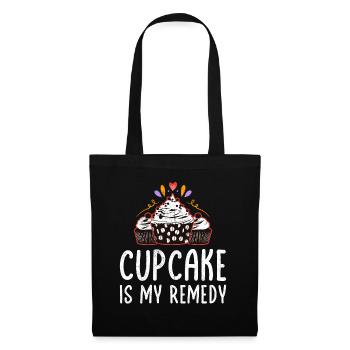 Le cupcake est mon remède - Sac en tissu - noir - Devant