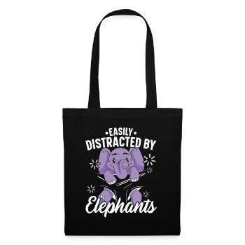 Easily distracted by Elephant Wildlife Animal - Tote Bag - black - Front