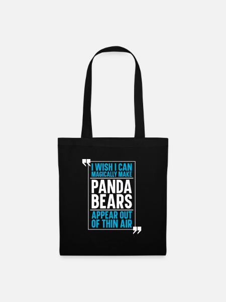 Panda Pandabär - Stoffbeutel - Schwarz