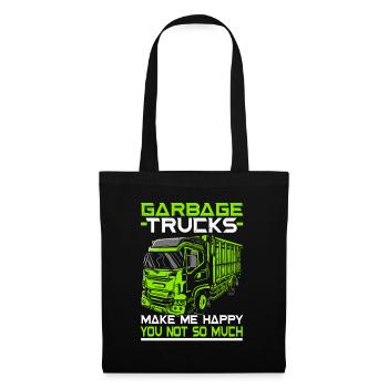 Garbage Truck Trash Collector Recycling Abfall - Stoffbeutel - Schwarz - Vorne