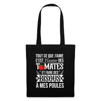 Poules Humour Potager Idée Cadeau Jardinage Tomate - Sac en tissu - noir - Devant