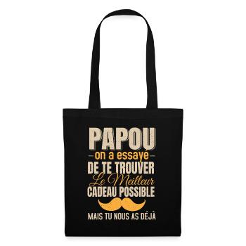 Papou Meilleur Cadeau Fête Des Pères Original Papy - Sac en tissu - noir - Devant