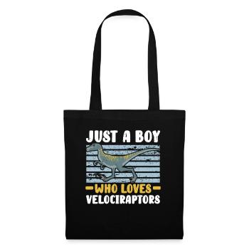 Just A Boy Who Loves Velociraptors Dinosaur Dino - Tote Bag - black - Front