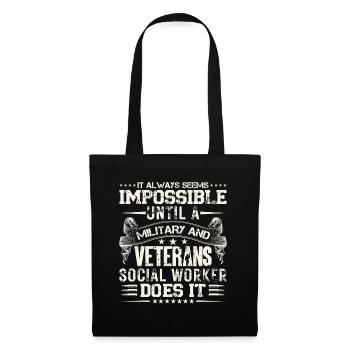 Travailleur social militaire et vétéran - Sac en tissu - noir - Devant
