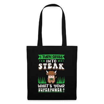 Scottish Highland Cattle Cow - Stoffbeutel - Schwarz - Vorne