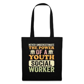 Never Underestimate Youth Social Worker - Stoffbeutel - Schwarz - Vorne