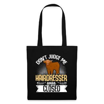 Scottish Highland Cattle Cow - Stoffbeutel - Schwarz - Vorne