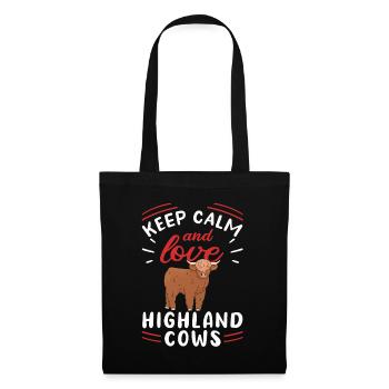 Scottish Highland Cattle Cow - Stoffbeutel - Schwarz - Vorne