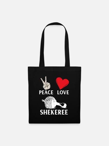 Peace Love Shekeree Percussion Music - Stoffbeutel - Schwarz