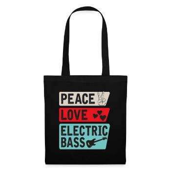Peace Love Electric Bass Electric Guitar - Stoffbeutel - Schwarz - Vorne