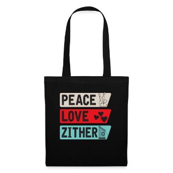 Peace Love Zither Music Instrument - Tote Bag - black - Front