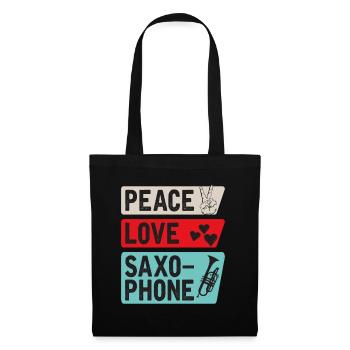 Peace Love Saxophone Jazz Musique - Sac en tissu - noir - Devant