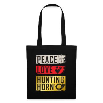 Peace Love Hunting Horn Trompettes - Sac en tissu - noir - Devant