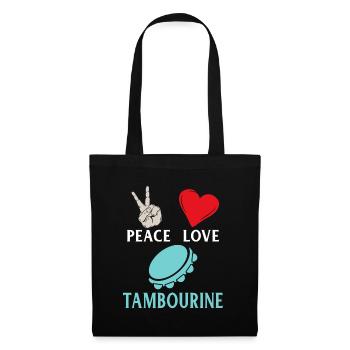 Peace Love Tambroune Music Instrument - Stoffbeutel - Schwarz - Vorne